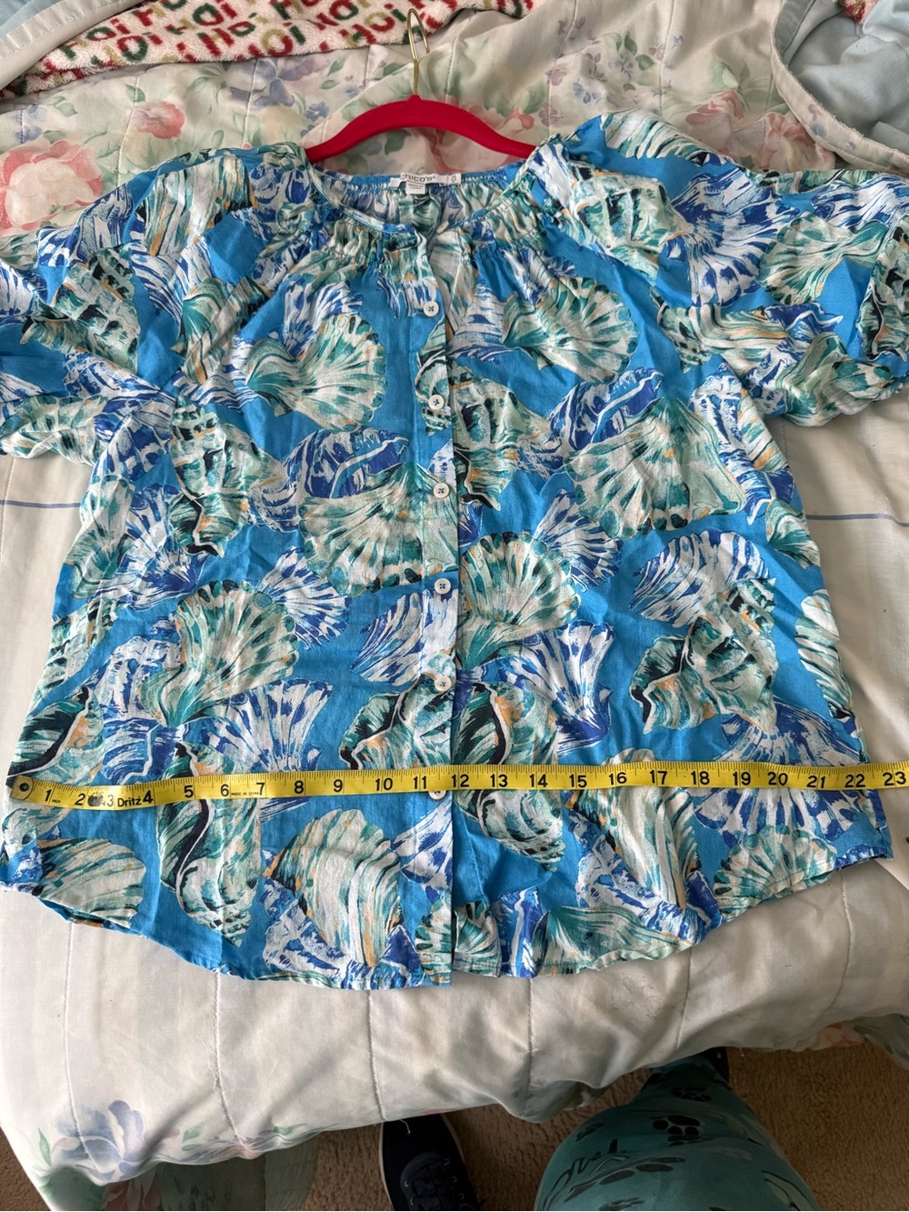 Chico’s Lightweight Blue Floral Button-Front Women’s Top - Picture 5 of 8